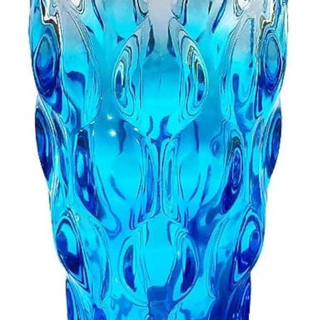 Unbreakable Flower Glass Vase 3.5lb 9.5inch Sparkle vase Bohemian Style, for Centerpieces,Kitchen,Office, Living Room,Wedding,Perfect Home Decor Glass Vase (Gradient Sky Blue)