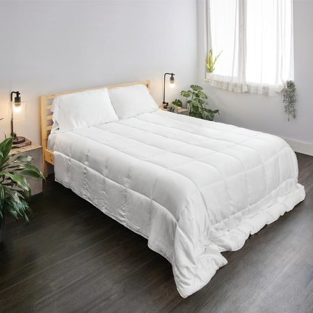 All Season Oversized King Comforter, 100% Viscose Made from Bamboo, Soft Quilted Down  Duvet Insert with Corner Tabs, Breathable Cooling Bedding, 98 x 116 Inch