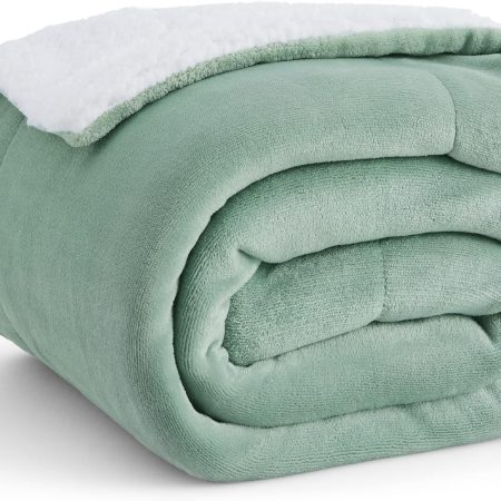 Fleece Throw Blanket for Couch - Thick and Warm, Soft Fuzzy Plush Throw Blanket for Winter, Sage Green, 50x60 Inches